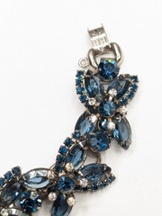 Juliana D&E Five 5 Link Rhinestone Bracelet Blue Navette Flower Accent Ref 6275