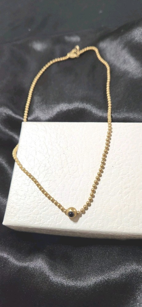 Vintage Beaded Chain and Small Cabochon Center Avon Necklace Christmas Gift 15in