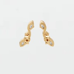 Ear Crawler Climber Stud Earrings Marquise Lab Grown Diamond Prong Setting