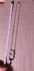 Art Nouveau/Art Deco Vintage Sterling Silver Onyx Necklace & Dangle Earring Set