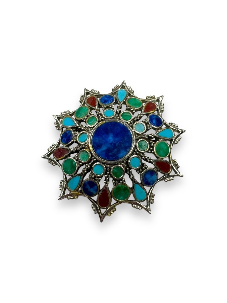 1960s ART Mode Art Arthur Pepper Multi Color Silver Tone Brooch