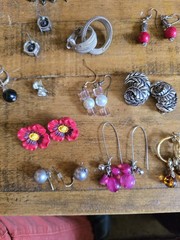 Vtg Retro Costume Lot Of 50 Earrings Clip On Earwire Push Backs