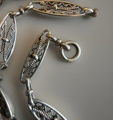 Antique French Art Nouveau 800 Silver Filigree Long Chain, 32” 16.5g