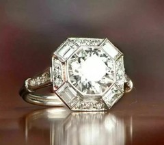 3Ct Art Deco Style Round Cut Lab Created Diamond 925 Silver Anniversary Ring