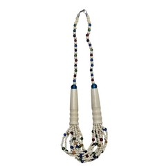 Vintage Multi Strand Beaded Necklace White Green Yellow Red Blue Retro Jewelry