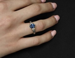 Fine 1.97ct GIA Certified Blue Sapphire & 0.50ct Diamond Platinum Ring Size 6.5