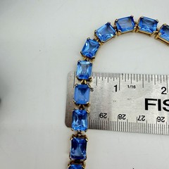 Vtg Blue Stone Tennis Bracelet Gold Over Sterling Silver Thailand UTC QVC Design
