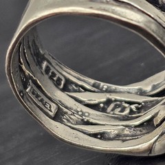 Paz Israel 925 Sterling Silver Ring Sz 7.5 Calla Lily Wrapped Multi-Band Vtg