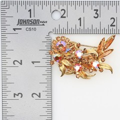 Juliana D&E AB Rhinestone Venus Flame Floral Brooch Pitman Book Piece 1960s