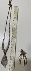 Clear Glass Rhinestone Womens Necklace Earrings Formal Party Fancy