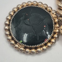Vintage Curb Link Gold Plated Bracelet W/ Bloodstone Soldier Intaglio Charm 6.5″