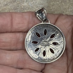 VINTAGE BALI GARNET GEMSTONE STERLING SILVER 925 PENDANT SX925 Thailand 13 grams