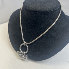 Beautiful Silver Tone Triple Dangling Hearts Pendant Necklace