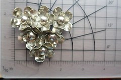 Vintage C Clamp Silver Plated Metal Flower Cluster Pin Brooch