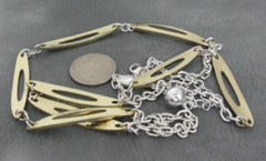 Liz Claiborne Station Necklace 2 Tone Elongated Hammered Ovals Industrial Granny