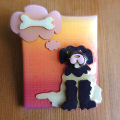 Adorable Dog Lucinda Pet Pin Dreaming About Bone Sunset Thought Bubble Treat VTG