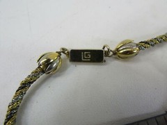 Vintage Lind Gal LG Rope Necklace Black Gold Tone 52631