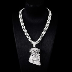 Zinc Alloy Diamond-studded Vintage Portrait 24″ Cuban Chain Hip Hop Necklace