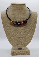 Joan Rivers Pendant Necklace Multicolored Sliding Pendants Crystal Art Deco 19″