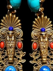 Vintage Egyptian Pharaoh Reviva Postl Earrings