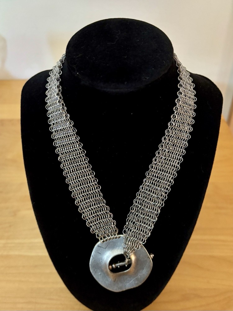 Anthony Ferrara Signed Vintage Necklace Abstract Mesh Chain VTG