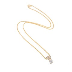 Vintage 1960s 14K Yellow Gold White 0.7 cttw Diamond Choker Pendant 16″ Necklace