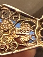 Vintage 835 Silver Filigree Bar Brooch Floral Scrollwork c1930s 3.2gms