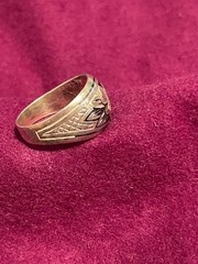 VintageRussia Severnaya Chern Gilded Sterling Silver 925 Niello Ring USSR SZ 9
