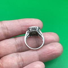 Art Deco 925 CZ Style Statement Ring Size 7 Vintage