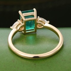 3.80 Ct Natural Emerald Art Deco Vintage Engagement Ring 14K Yellow Gold Over