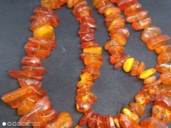 Necklace made of natural beautiful cognac amber weight 74 grams.
