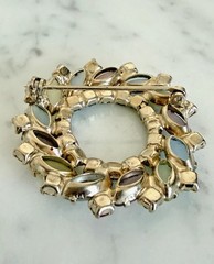 Vintage Silver Tone Unsigned Juliana DeLizza Pastel Glass & Rhinestone Brooch