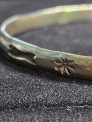 Mexico 925 Sterling Silver Fish Star Stamped Bangle Bracelet 8.25″ 16.77g