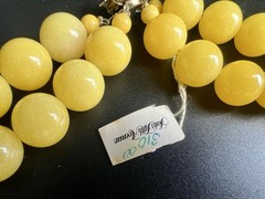 Vintage 1980s RO-DO NOS Chunky Yellow Stone Octagon Bone Collar Necklace 16”
