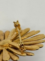 Vintage Enamel Daisy Brooch Double Petals Abstract Color Print 1960s, Not Signed