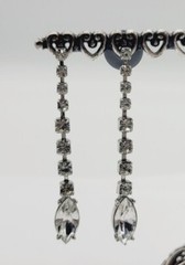 Monet Chandelier Crystal Silver Tone Pierced Earring Dangle Vintage 2.25 in