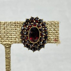 Vintage Bohemian Garnet Gold Tone Jewelry Lot Cross Pin Earrings Safety Chain