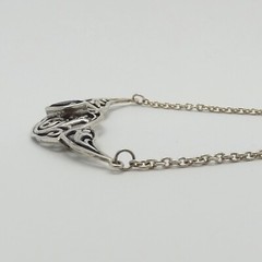 Modernist Sterling Silver Garnet January Birthstone Articulated Pendant Necklace