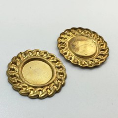 Raw Brass Chain Link Look Border 18mm Setting Pendant mtl034A