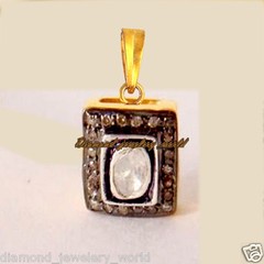 Vintage 1.07ctw Genuine Old Mine Rose Antique Cut Diamond Silver Pendant Jewelry