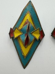 MULTICOLOR PAPER GEOMETRIC BOHO STATEMENT BOLD EARRINGS WOMENS CLIP-ON 2.5 IN