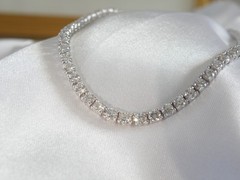 Vintage Sterling Silver 925 Cubic Zirconia Tennis Necklace Fits 18″