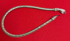 Vintage Signed DL Auld Silver Mesh Snake Lariat Choker Necklace