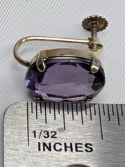 835 Silver Amethyst Bracelet Earring Set 7″ Mid Century Screw Back