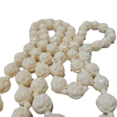 Vtg LOT Graduated Carved Rose Bead Elephant Necklaces Krememtz Rose Brooch ERs +