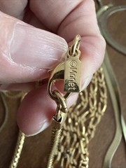 VTG Gold Tone Necklace Lot 9pc (Monet Avon 14KGP, Or No Mark) Herringbone Chains