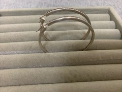 Vintage Sterling & Cubic Zirconia Dangle Drop Hoop Earrings