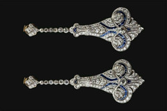 5.2Ct Art Deco Victorian Style Diamond & Sapphire Drop Dangle 925 Silver Earring