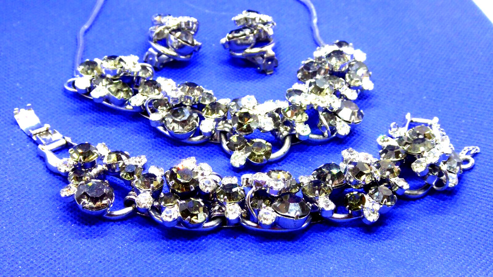 JULIANA 5 LINK BLACK DIAMOND &CLEAR RHINESTONE PARUE SET