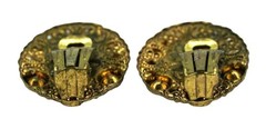 West Germany Rhinestone Earrings Floral Cabochon Signed Costume Jewelry Vintage